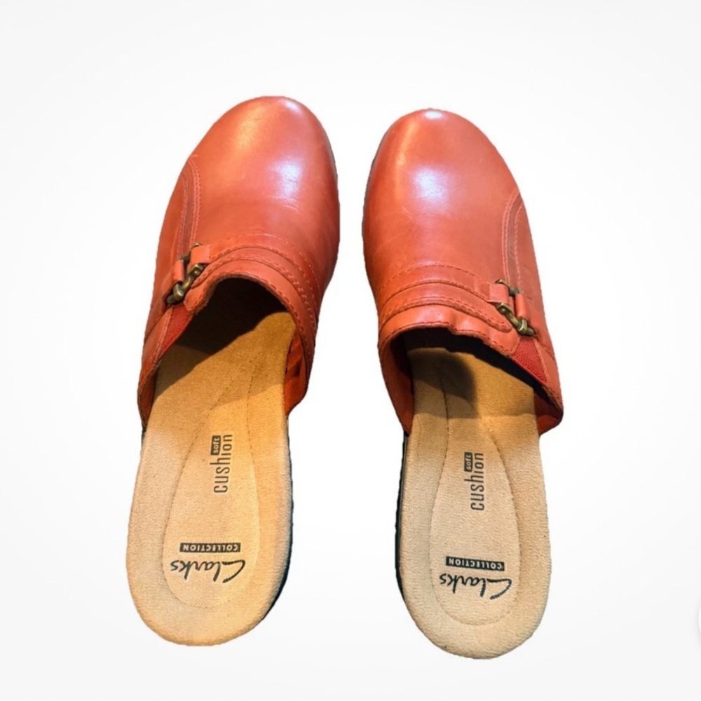 Clarks Orange Leather Slip-On Shoes